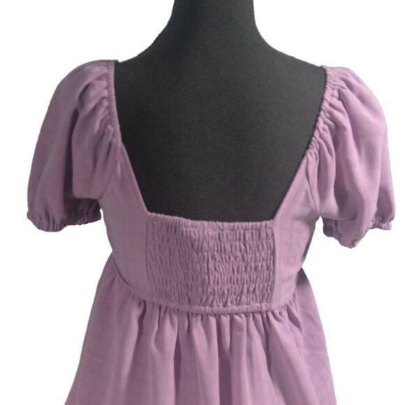 honey & sparkle Lavender Puff Sleeve Smocked Back Top Size Small - Picture 5 of 7